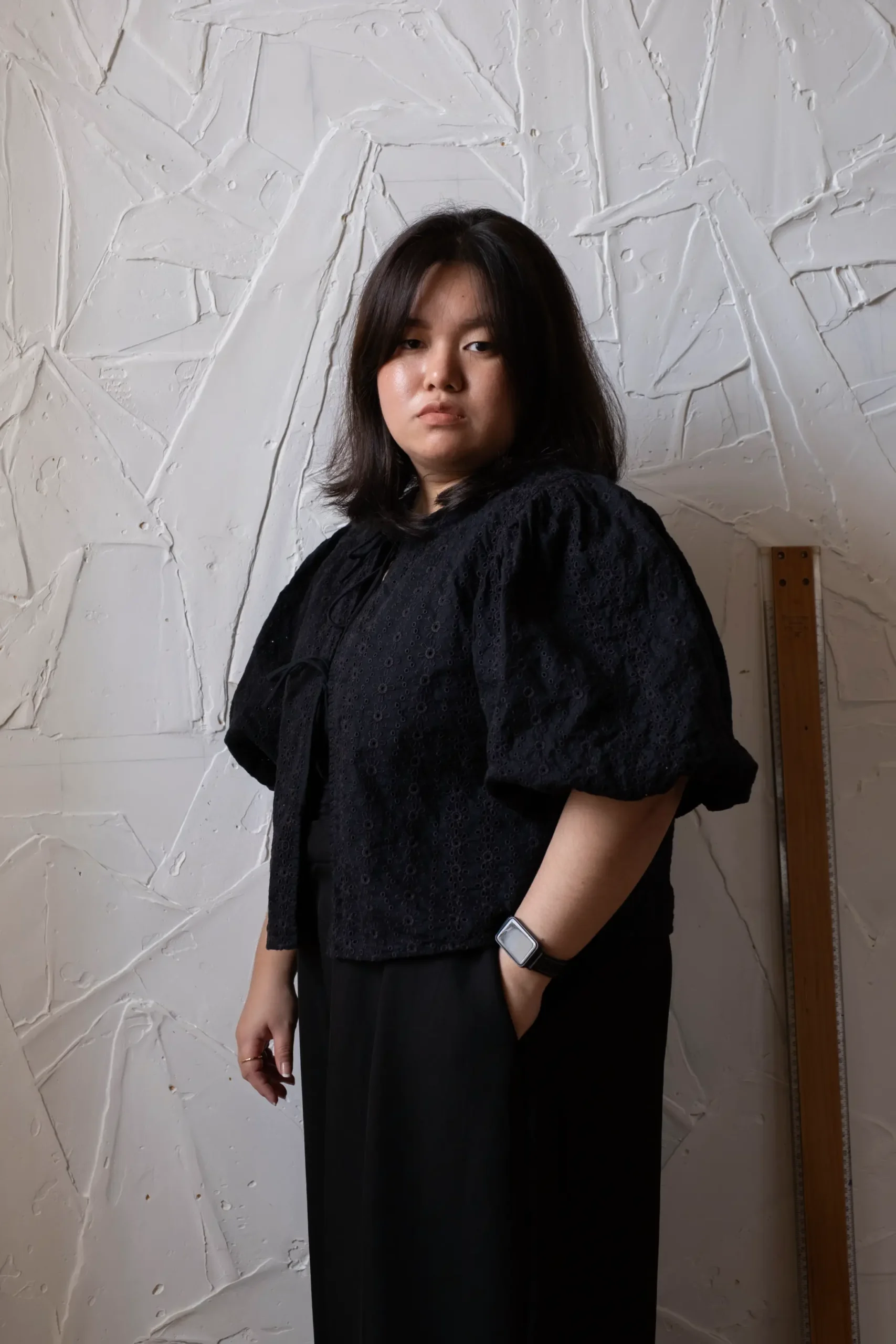 Thea Quiachon in front of her work-in-progress.