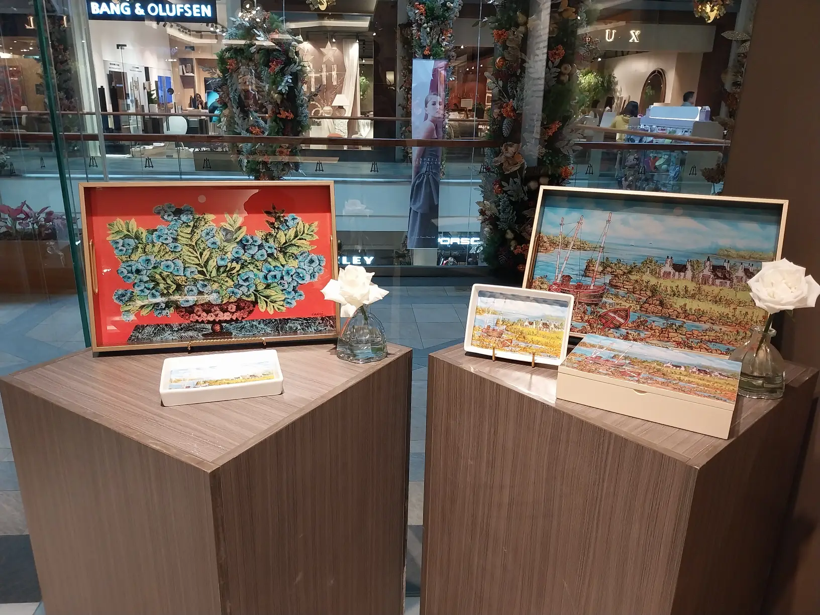 Serving trays with Juvenal Sansó's work for 'Casa Juan x Sansó.'